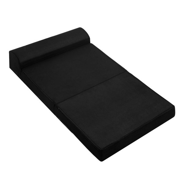 Folding Foam Mattress Portable Double Sofa Bed Mat Air Mesh Fabric Black