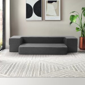 Bedding Foldable Mattress Folding Foam Sofa Bed Chair Grey