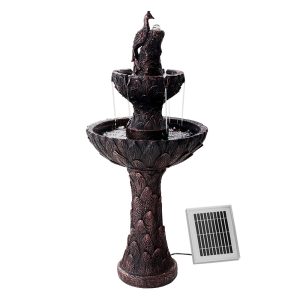 Solar Water Feature 3-Tiers Peacock 106cm
