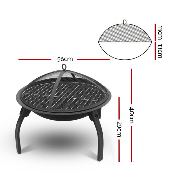 Fire Pit BBQ Charcoal Smoker Portable Outdoor Camping Pits Patio Fireplace 22″