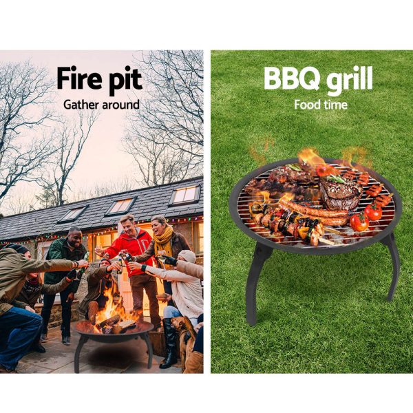 Fire Pit BBQ Charcoal Grill Smoker Portable Outdoor Camping Garden Pits 30″