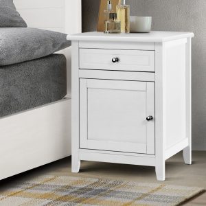 Newbury Bedside Tables Big Storage Drawers Cabinet Nightstand Lamp Chest White