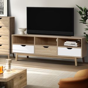 TV Cabinet Entertainment Unit Stand Wooden Storage 140cm Scandinavian