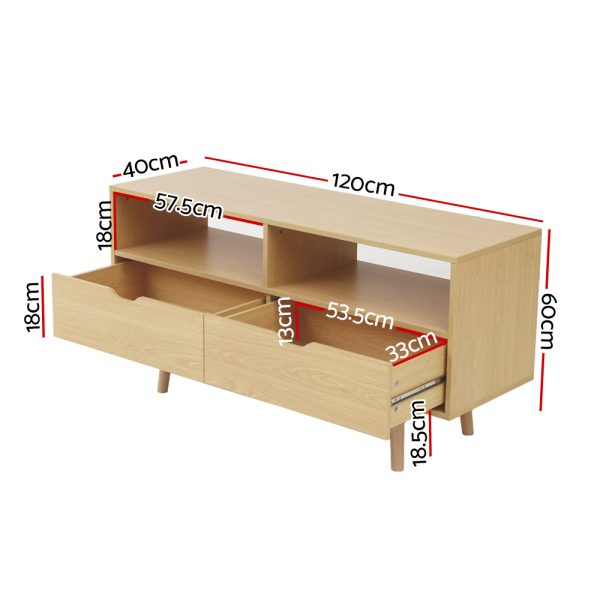 TV Cabinet Entertainment Unit Stand Wooden Storage 120cm Scandinavian