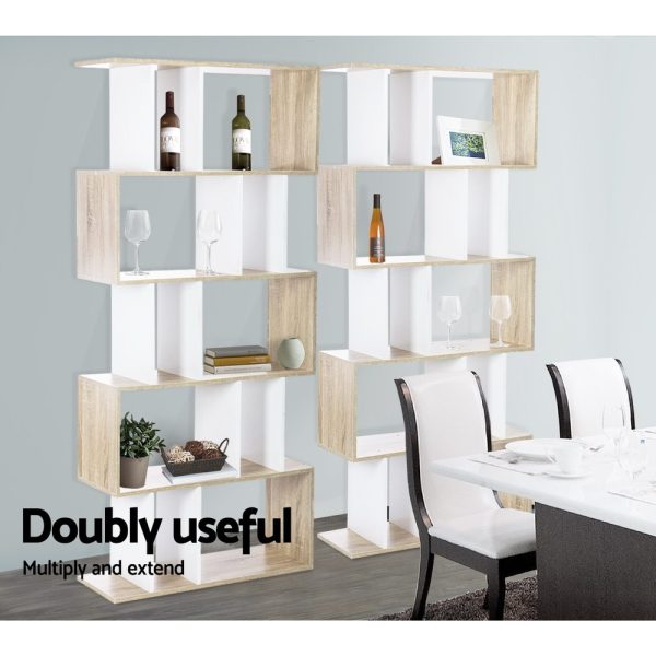 5 Tier Display Book Storage Shelf Unit – White Brown