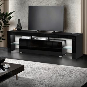 Entertainment Unit TV Cabinet LED 160cm Black Elo