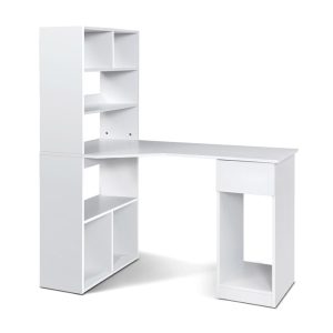 Computer Desk Bookshelf Drawer Cabinet White 120CM