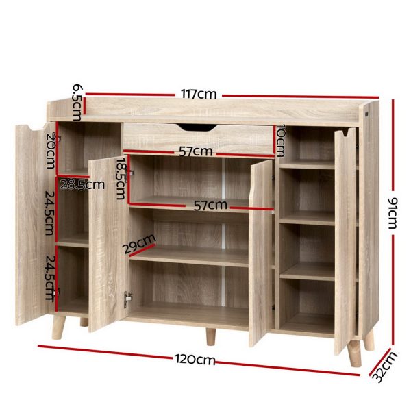 Shoe Cabinet Shoes Storage Rack 120cm Organiser Drawer Cupboard Wood