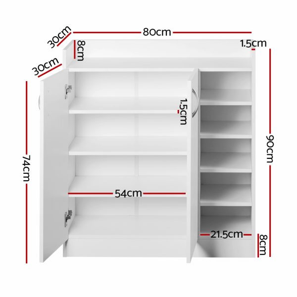 2 Doors Shoe Cabinet Storage Cupboard – White