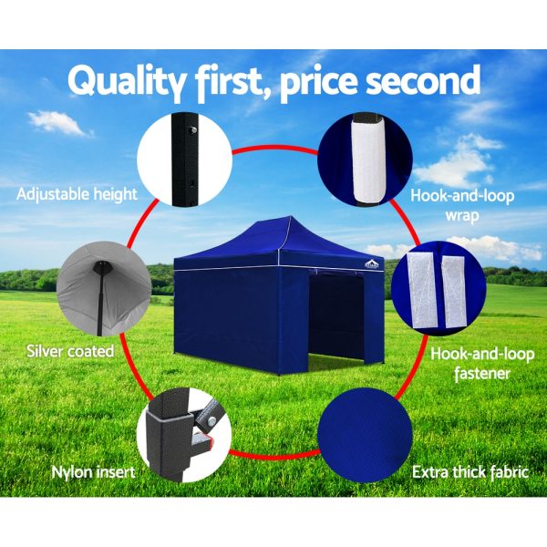 Gazebo Pop Up Marquee 3×4.5m Folding Wedding Tent Gazebos Shade Blue