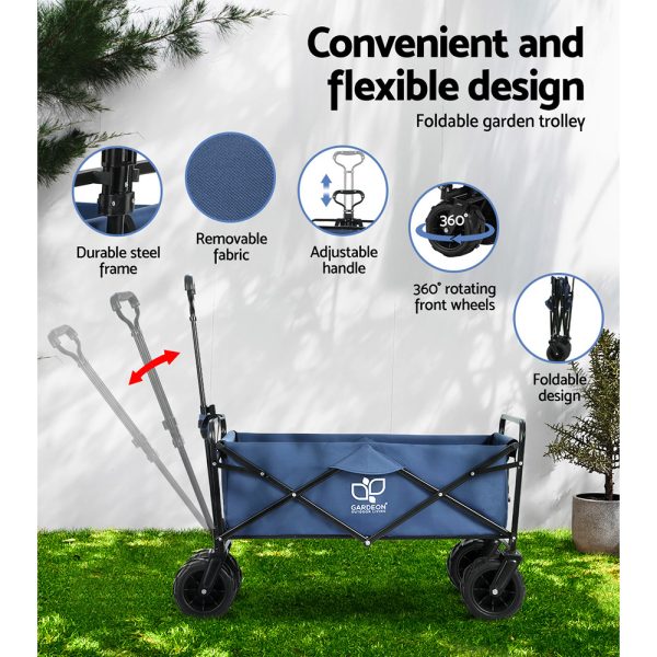 Foldable Wagon Cart Trolley Cart Collapsible Beach Outdoor Garden Cart
