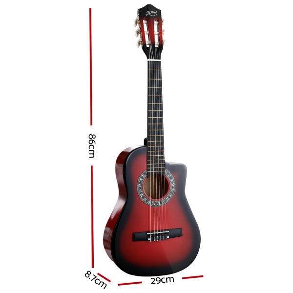 34″ Inch Guitar Classical Acoustic Cutaway Wooden Ideal Kids Gift Children 1/2 Size Red