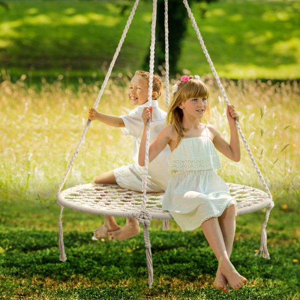 Gardeon Kids Swing Hammock Chair 100cm – Cream