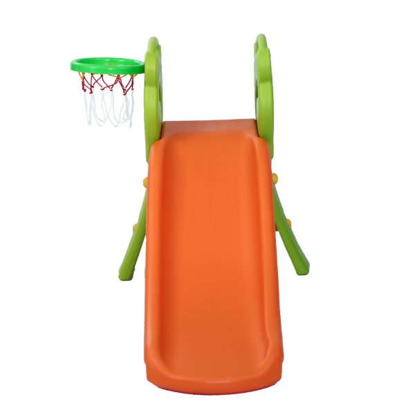 Kids Slide Basketball Hoop Activity Center Outdoor Toddler Play Set Orange