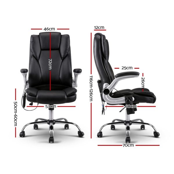 8 Point PU Leather Massage Chair – Black