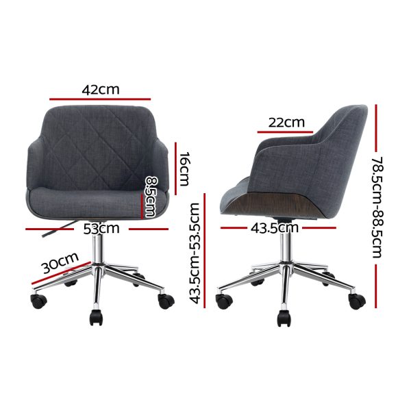 Wooden Office Chair Computer Gaming Chairs Executive Fabric Grey