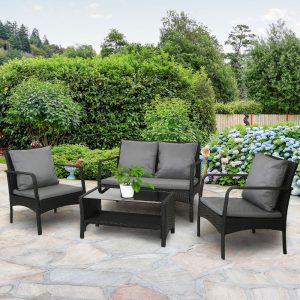 Outdoor Sofa Set Lounge Setting Wicker Table and Chairs Garden Patio Furniture