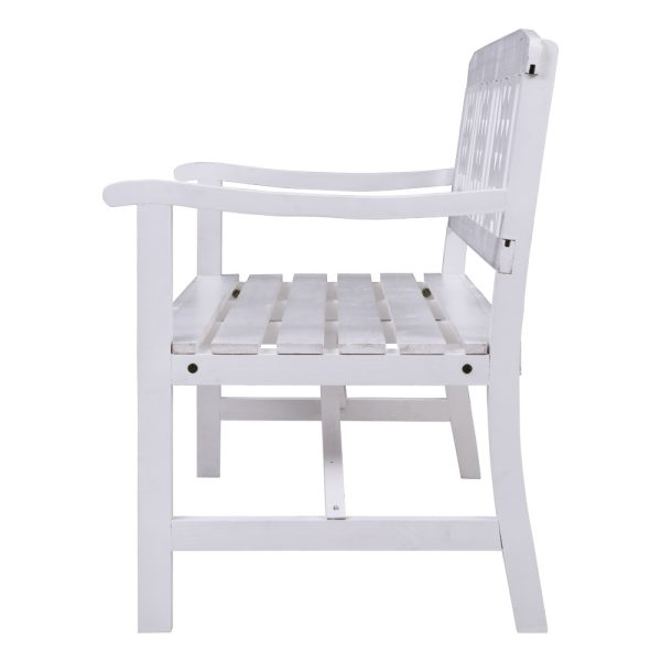 Wooden Garden Bench 3 Seat Patio Furniture Timber Outdoor Lounge Chair White