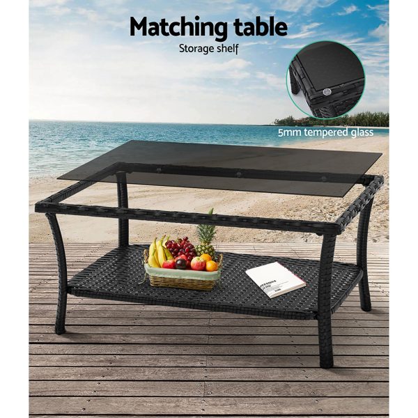 Outdoor Furniture Set Wicker Cushion 4pc Black