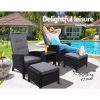 Outdoor Patio Furniture Recliner Chairs Table Setting Wicker Lounge 5pc Black