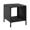 Side Table Coffee Patio Outdoor Furniture Rattan Desk Indoor Garden Black