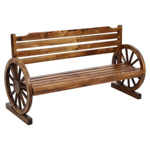 Garden Bench Wooden Wagon Chair 3 Seat Outdoor Furniture Backyard Lounge