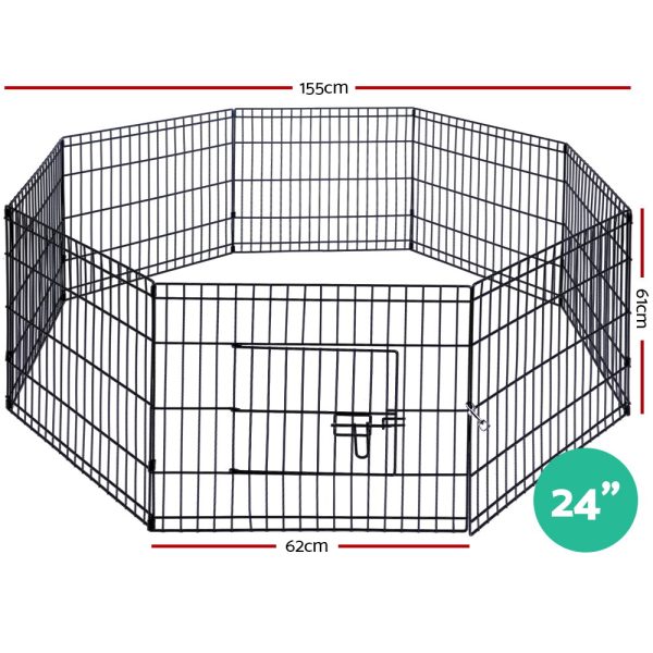 24″ 8 Panel Pet Dog Playpen Puppy Exercise Cage Enclosure Play Pen Fence