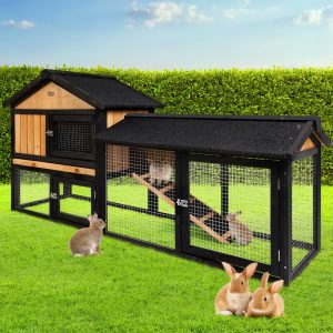 Chicken Coop Rabbit Hutch 165cm x 43cm x 86cm Extra Large Run House Cage Wooden Outdoor