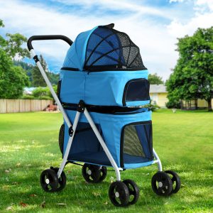 Large Pet Stroller – Foldable 4 Wheels Double Dog Pram