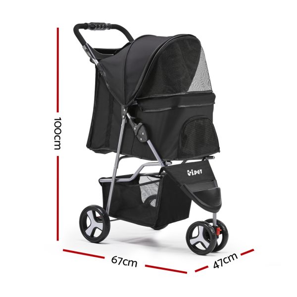 3 Wheel Pet Stroller – Black