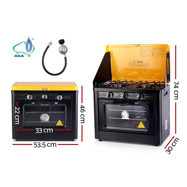 Devanti 3 Burner Portable Oven – Black & Yellow