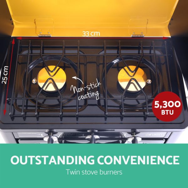 Devanti 3 Burner Portable Oven – Black & Yellow