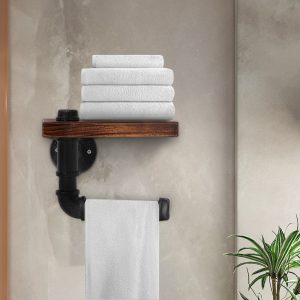 Floating DIY Pipe Shelf Toilet Paper Holder