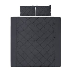 Giselle Quilt Cover Set Diamond Pinch Black – Queen