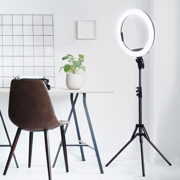 14″ LED Ring Light 5600K 3000LM Dimmable Stand MakeUp Studio Video