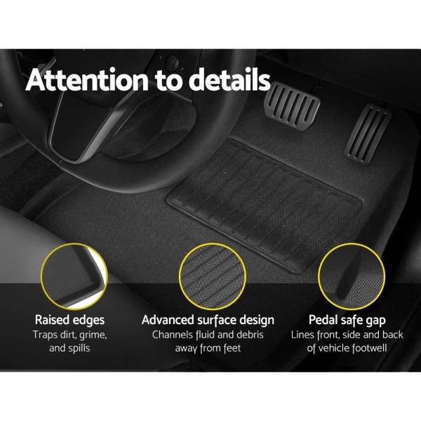Car Rubber Floor Mats Front and Rear For Tesla Model 3 2021-2022