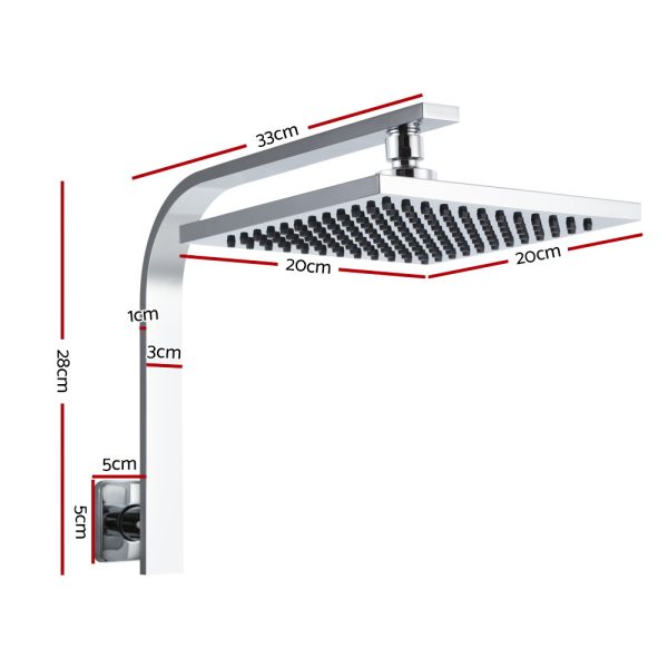 Cefito WElS 8” Rain Shower Head Set Square High Pressure Wall Arm DIY Chrome