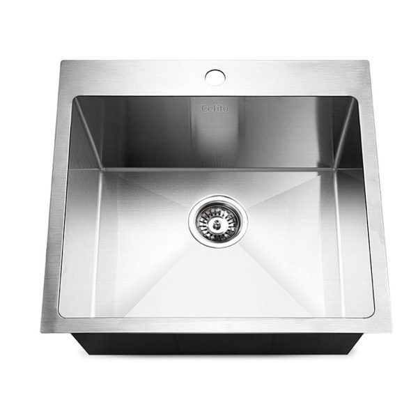 53cm x 50cm Stainless Steel Kitchen Sink Under/Top/Flush Mount Silver