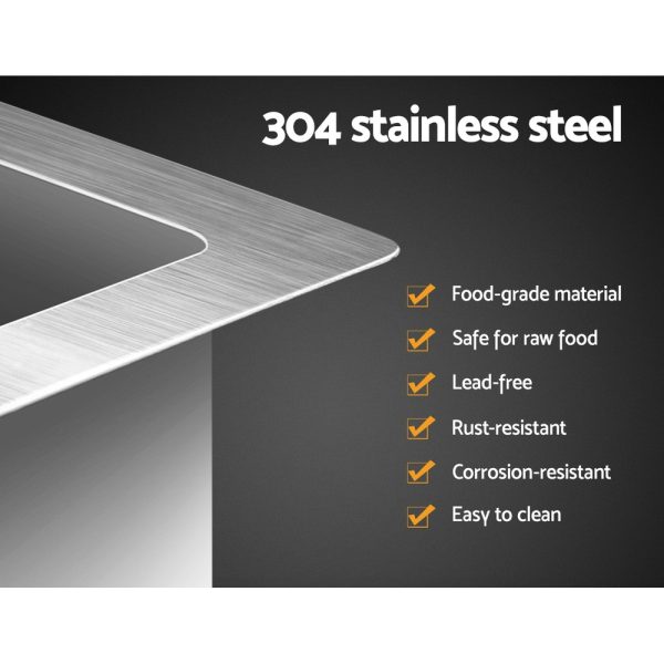 70cm x 45cm Stainless Steel Kitchen Sink Under/Top/Flush Mount Silver