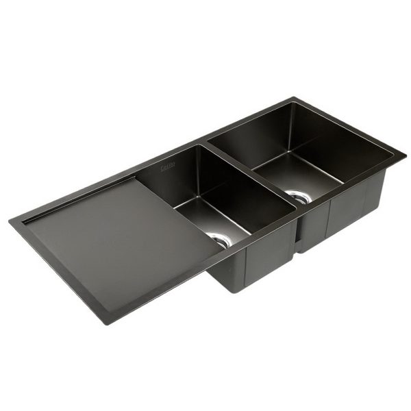 100cm x 45cm Stainless Steel Kitchen Sink Under/Top/Flush Mount Black