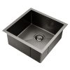 44cm x 44cm Stainless Steel Kitchen Sink Under/Top/Flush Mount Black