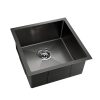 51cm x 45cm Stainless Steel Kitchen Sink Under/Top/Flush Mount Black