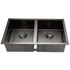 77cm x 45cm Stainless Steel Kitchen Sink Under/Top/Flush Mount Black