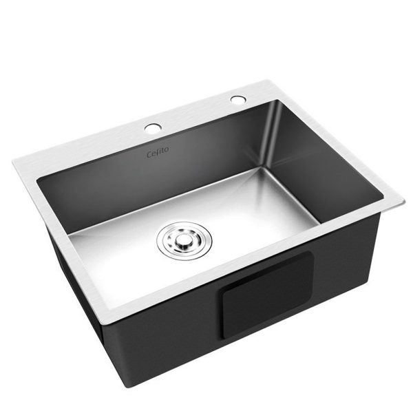 60cm x 45cm Stainless Steel Kitchen Sink Flush/Drop-in Mount Silver