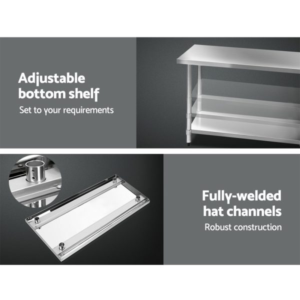 610 x 1219mm Commercial Stainless Steel Kitchen Bench