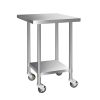 762 x 762mm Commercial Stainless Steel Kitchen Bench with 4pcs Castor Wheels