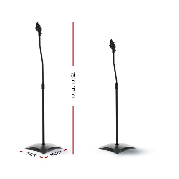 Set of 2 112CM Surround Sound Speaker Stand – Black