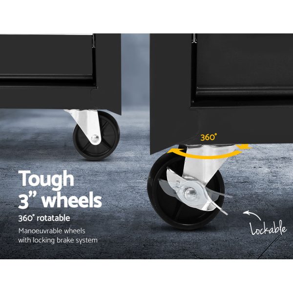 5 Drawer Mechanic Tool Box Cabinet Storage Trolley – Black