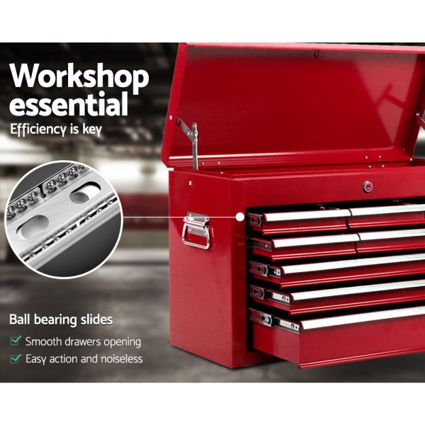 9 Drawer Mechanic Tool Box Cabinet Storage – Red
