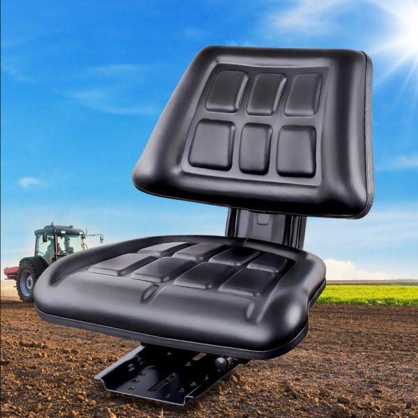 PU Leather Tractor Seat with Sliding Track – Black